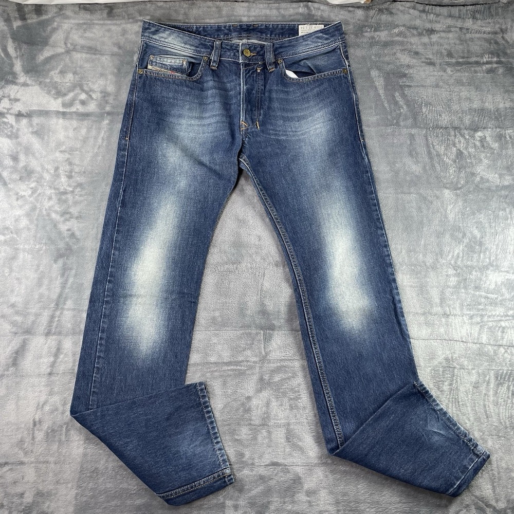 Diesel Jeans Men's 34x35 SAFADO Reg Slim Straight Stretch Denim Blue Button Fly